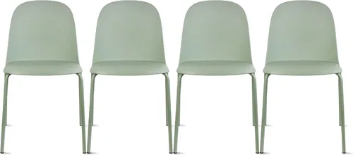 Miniatura 24 de 2xhome Silla de comedor moderna apilable sin brazos Asiento de plástico con patas de metal Uso en interiores o exteriores Patio de cocina