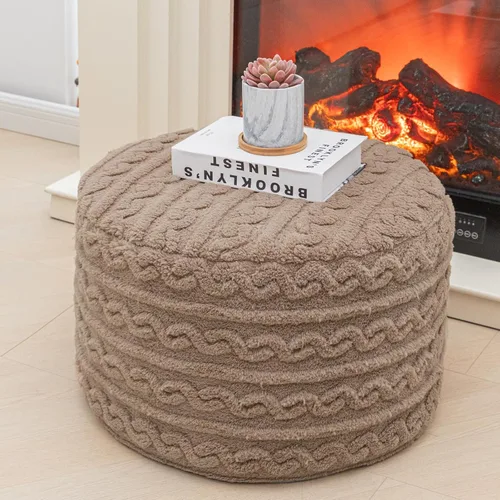 Miniatura 18 de Asuprui Puf Otomano Relleno Reposapiés Puf de Piso Reposapiés 20x12 Pulgadas Puf Redondo Asiento Puf Silla Saco de Frijoles de Piso Silla de Piso