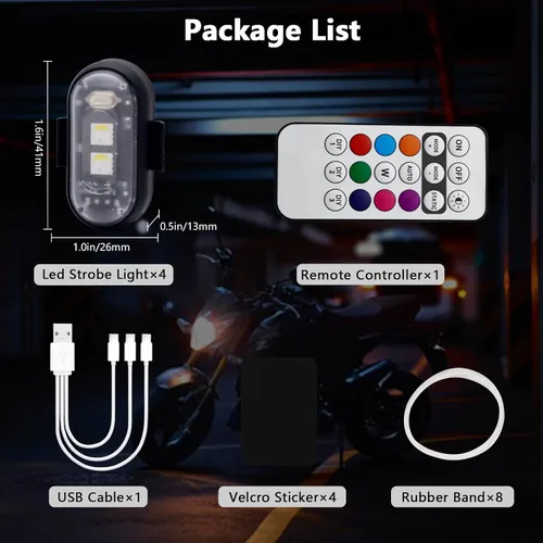 Miniatura 6 de LECART 4 luces estroboscópicas LED magnéticas con control remoto, 8 colores, inalámbricas, anticolisión, luces estroboscópicas de emergencia