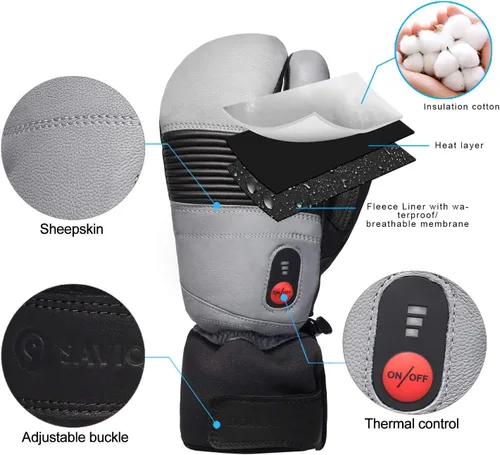 Miniatura 2 de SAVIOR HEAT Guantes de esquí con calefacción, batería recargable eléctrica, para hombres, mujeres, niños, invierno, snowboard, motocicleta