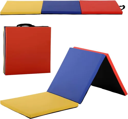 Miniatura 8 de Colchoneta de gimnasia para gimnasio en casa, plegable, portátil, de 6 x 2 x 2 pulgadas, extra gruesa, con asas de transporte, para niños y adultos