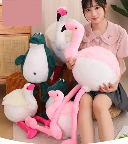 Miniatura 9 de Peluche redondo suave de flamenco gordo para decoración del hogar, almohada de flamenco de peluche, regalo para niños o amantes (rosa, 19.7 pulgadas)