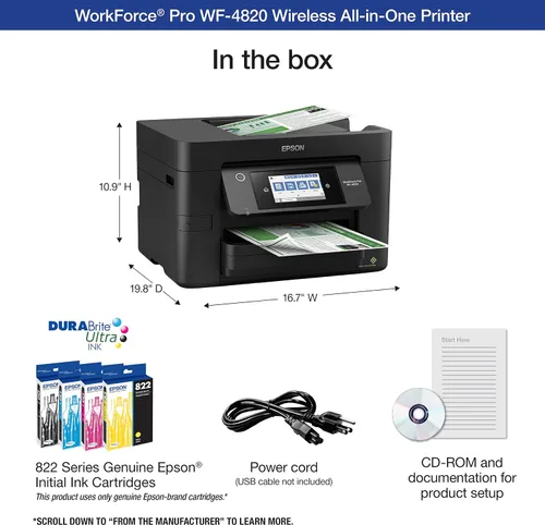 Miniatura 4 de Epson® Workforce® Pro WF-4820 Impresora inalámbrica de inyección de tinta a color todo en uno, negro, grande