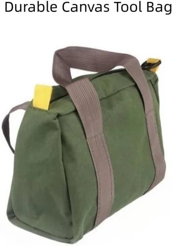 Miniatura 7 de Bolsa de herramientas de boca ancha de lona, bolsa portátil con cremallera, bolsa de almacenamiento de herramientas de gran capacidad