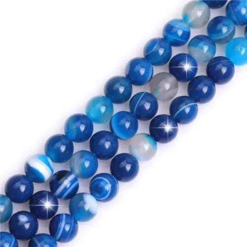 Miniatura 101 de GEM-Inside - Cuentas redondas de ágata de ónix azul claro natural de 0.394 pulgadas (0.394 in) con agujero grande para hacer joyas, suministros