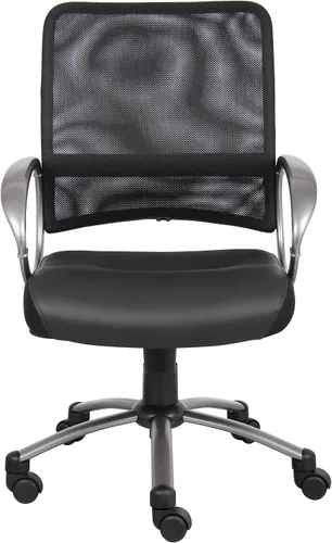 Miniatura 6 de Boss Office Products Silla de trabajo con respaldo de malla con acabado de peltre en negro