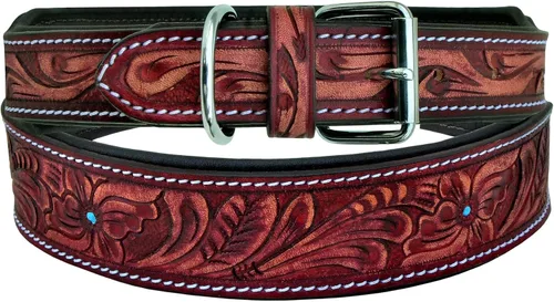 Miniatura 3 de Affilare Collar de cuero para perro, estilo occidental, resistente, hecho a mano, ajustable, acolchado, suave para cachorros y perros grandes