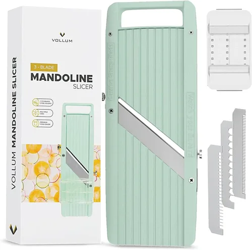 Vollum Rebanadora de Mandolina de Mano Estrecha para Cocina – Rebanadora Profesional Cortadora de Vegetales Rebanadora de Mandolina Japonesa con