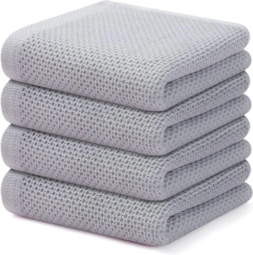 Miniatura 62 de Kitinjoy - Paños de cocina de 100 % algodón, tela de tejido gofrado, paño de limpieza ultrasuave, absorbente y de secado rápido. Gris Oscuro