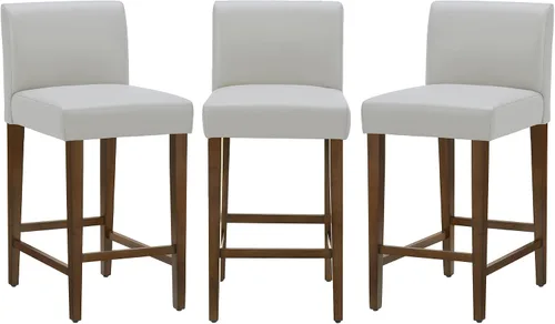 Miniatura 16 de CHITA Juego de 2 taburetes de bar de altura de mostrador, taburetes de bar tapizados de altura de asiento de 27 pulgadas, cuero sintético en negro