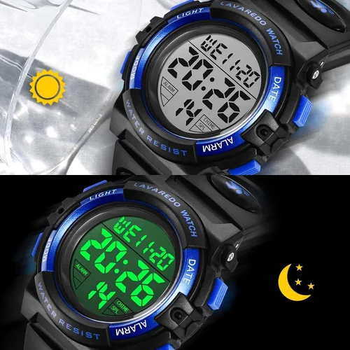 Miniatura 4 de Reloj analógico para niños, reloj para niños de 6 a 15 años, reloj digital para deportes al aire libre, multifuncional con cronógrafo LED 50 M