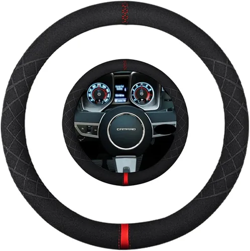 Miniatura 10 de Funda de volante de ante K LAKEY, compatible con Dodge Avenger Grand Caravan Challenger Charger, cubierta de volante deportiva antideslizante