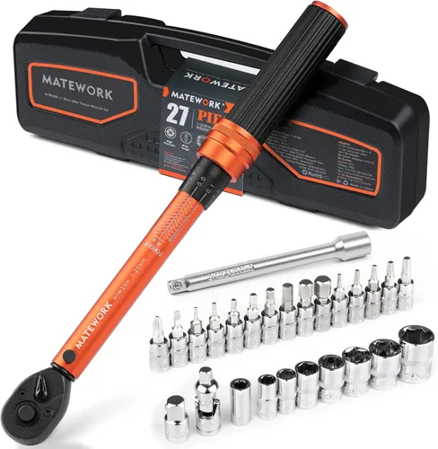 Miniatura 9 de Juego de llaves dinamométricas de 50 libras, llave dinamométrica para bicicleta de 1/4 pulgadas, 10-230 pulgadas.lb (1.1-26.0 nm), llave