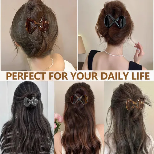 Miniatura 5 de 4 pinzas de pelo planas curvas, pinza francesa para cabello grueso, pinza de pelo de cocodrilo de sujeción fuerte, pasadores de pelo para mujeres