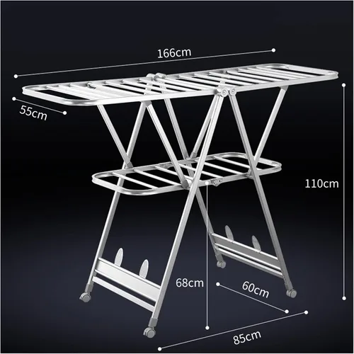 Miniatura 2 de UNNS Tendedero plegable para colgar en el suelo, para colgar en el suelo, para secar ropa, de aleación de aluminio, para interiores y exteriores
