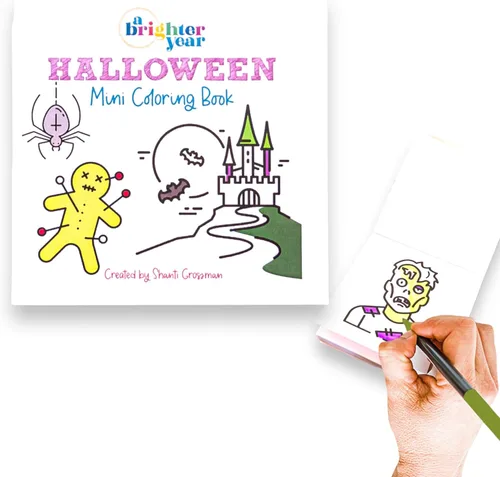 A Brighter Year The Original - Mini libro para colorear para adultos, edición de Halloween, tamaño de bolsillo de 3 x 3 pulgadas, 50 páginas,