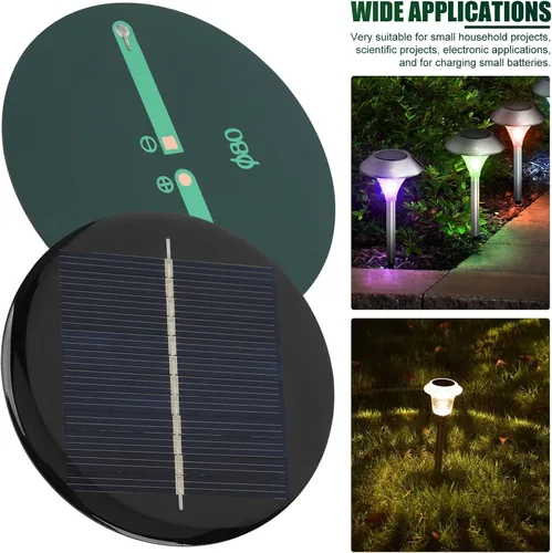 Miniatura 3 de Mini panel solar de 2 piezas de 0.5 W 6 V, panel de células solares policristalinas redondas de 3 pulgadas, para reloj inteligente, cámaras