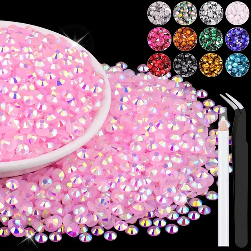 Miniatura 115 de 12000 diamantes de imitación de resina de 0.079 pulgadas a granel para manualidades (transparente), cristales deslumbrantes con parte trasera plana