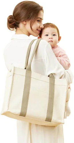 Miniatura 3 de Bebefit Bolsa de pañales con bolsa organizadora y bolsa aislada para mamá y papá material de espiga 12 bolsillos