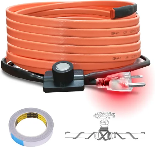 Miniatura 11 de Cupohus Cinta térmica para tuberías de agua con termostato de 6 pies, protección contra congelación, cable de rastro de calor autorregulable
