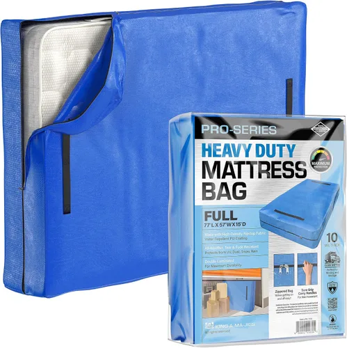 Miniatura 7 de Protector de colchón Full XL para mudanza y almacenamiento, resistente 10 mil de grosor, impermeable, para mudanzas, cremallera y 8 asas