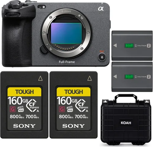 Sony Alpha FX3 Cinema Line - Cámara de fotograma completo (solo cuerpo) con tarjeta de memoria de 160 GB (paquete de 2), batería recargable (paquete