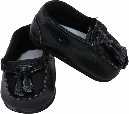 American Fashion World Mocasines negros para muñecas de 18 pulgadas | Calidad premium y diseño moderno | Zapatos de muñeca | Moda de zapatos para