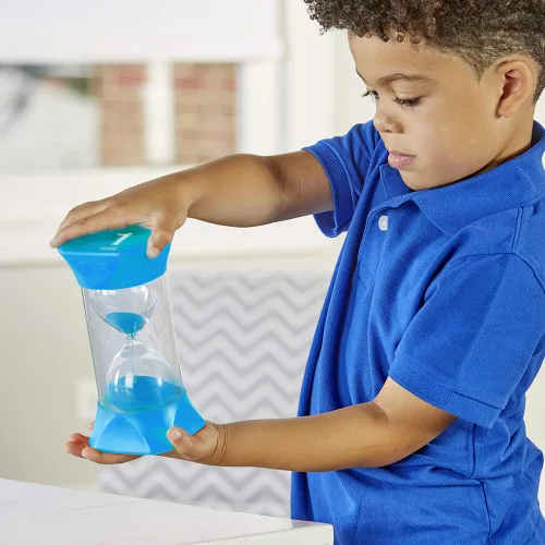 Miniatura 4 de hand2mind Temporizador de arena jumbo de 1 minuto, temporizador de reloj de arena grande, reloj de arena, temporizador silencioso para niños