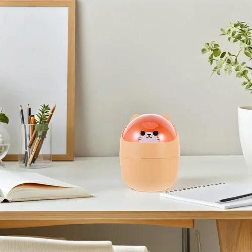Miniatura 9 de Homoyoyo Mini cubo de basura kawaii con diseño de oso lindo, estilo nórdico, mini bote de basura con tapa para oficina, dormitorio, uso