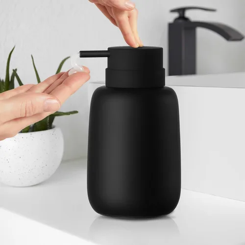 Miniatura 6 de Dispensador de jabón negro mate para baño, dispensador de jabón de cerámica, dispensador de loción, dispensador de jabón para platos, dispensador