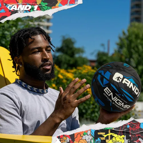 Miniatura 5 de AND1 Enigma - Baloncesto de goma, tamaño reglamentario oficial 7 (29.5 pulgadas), pelota de baloncesto urbano de construcción de canal profundo, Azul