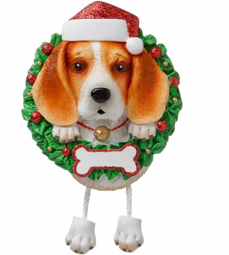Miniatura 5 de Adorno personalizado para árbol de Navidad de mascota con hueso de perro de Papá Noel con purpurina roja 2025 - Personalización gratuita