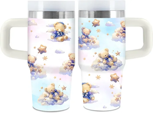 Miniatura 13 de Vaso de 405 ml para niños con alfabeto de animales con asa, popote y tapa, vaso aislado de acero inoxidable, cosas con letras del abecedario