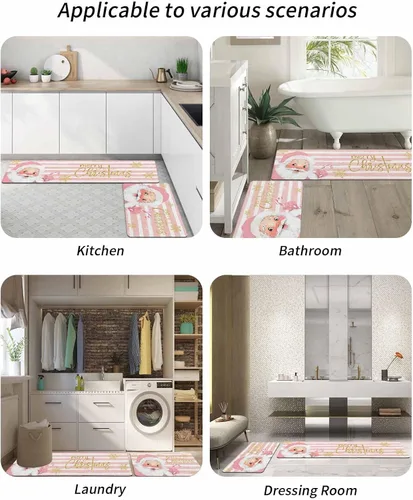 Miniatura 6 de Tapete de baño de Feliz Navidad, tapete antideslizante de secado rápido y absorbente, tierra de diatomeas, fregadero de ducha para dormitorio