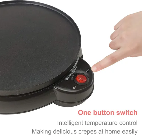 Miniatura 5 de Health and Home Máquina eléctrica de crepé – Sartén para crepes de 10 pulgadas, plancha de crepé, máquina antiadherente para panqueques – Fácil