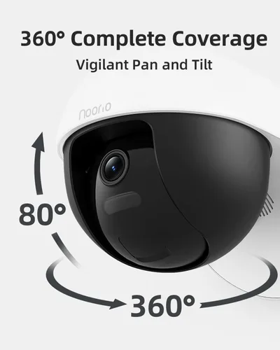 Miniatura 5 de Noorio Cámara de seguridad con cable 3K para exteriores, cámara de grabación de 5 GHz 5MP 24/7 para seguridad del hogar, con alertas de luz sonora