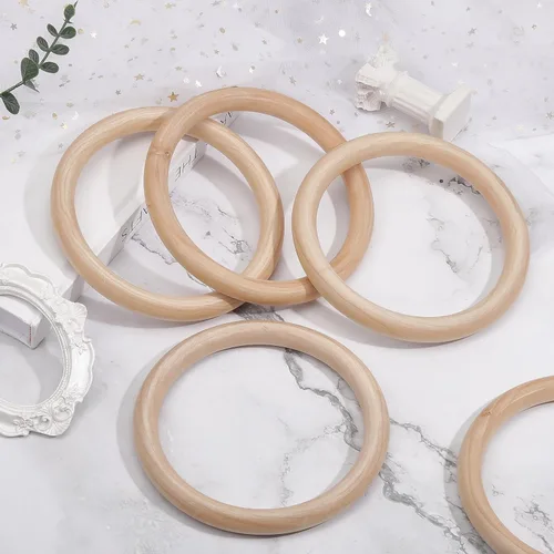 Miniatura 5 de CHGCRAFT 6 anillos de madera sin terminar de 6 pulgadas, anillos de cortina de madera para barra de cortina, anillos de cortina, manualidades