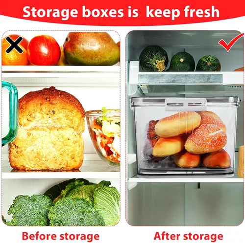 Miniatura 8 de Hemoton Contenedor de alimentos frescos con temporizador, caja de almacenamiento de alimentos transparente para frutas y panes, organizador de gran