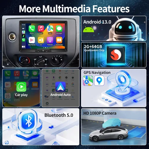 Miniatura 4 de Radio de coche para Ford Edge 2007-2010 Ford Taurus/Sable 2008-2009 Focus 2005-2007 Unidad principal de radio estéreo de mejora con CarPlay Pantalla