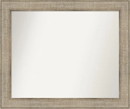 Miniatura 153 de Amanti Art Espejo de baño plateado para sobre fregadero, 26 x 26 pulgadas, espejo cuadrado de níquel pulido, marco de madera tradicional mediano, se