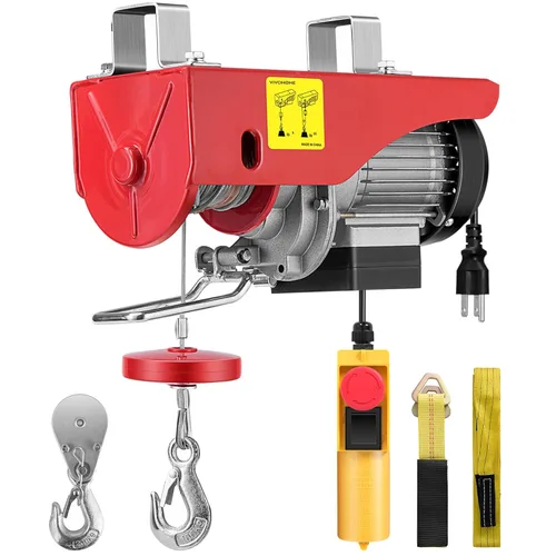 VIVOHOME Polipasto eléctrico, cabrestante de 110 V 440 libras con control remoto, polipasto de alambre de acero galvanizado para garaje, almacenes,
