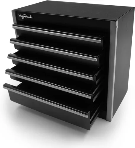 Miniatura 8 de sdroceRyaM Mini caja de herramientas de metal, caja de herramientas apilable de acero portátil de 3 cajones, pequeña caja de herramientas con forros
