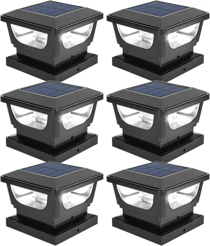 Miniatura 10 de Luces solares para postes de metal de 3 x 3 pulgadas y valla de vinilo de madera de 4 x 4, paquete de 2 – IP65 impermeable, brillante 120 lúmenes