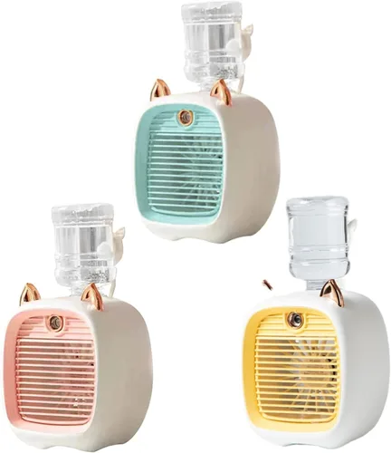 Miniatura 8 de Aire acondicionado portátil, mini ventilador de enfriamiento de oreja de gato de 40.6 fl oz con tanque de agua, ventilador de aire acondicionado 2