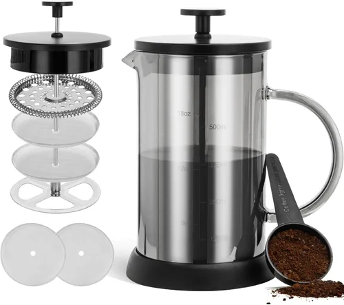 YMMIND Cafetera de prensa francesa de 21 onzas, cafetera espresso de 4 tazas, cafetera de borosilicato engrosado resistente al calor para café frío