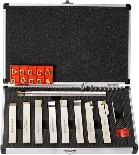 OSCARBIDE Juego de 9 piezas de vástago de 5/8 pulgadas, torno de carburo indexable, soporte para herramientas de torneado y barra de mandrinar, CNC