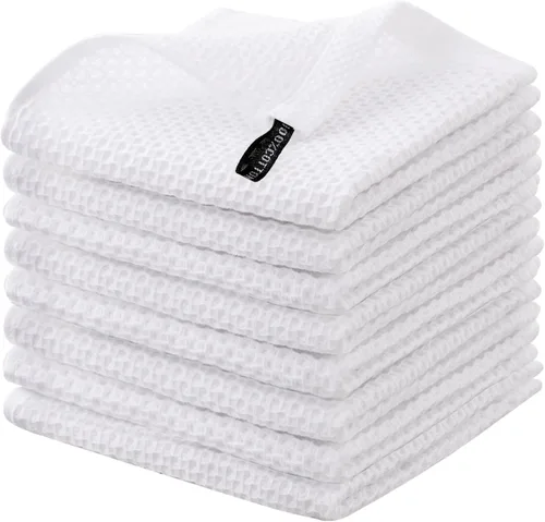 Miniatura 13 de joybest Paños de cocina de algodón, paquete de 8 paños de cocina de tejido de gofre, ultra suaves, absorbentes, paños de secado rápido, trapos