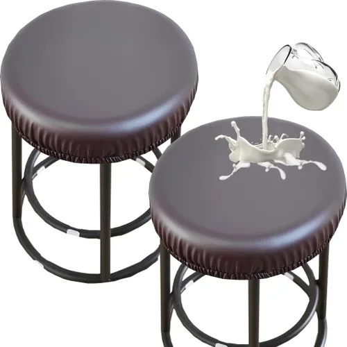 Miniatura 11 de Fundas para taburete PU - Fundas lavables y resistentes al agua para asiento redondo con bandas elásticas para sillas de 12-17 pulgadas
