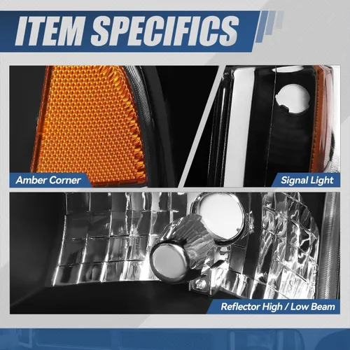 Miniatura 4 de Auto Dynasty Conjunto de Faros LED DRL Compatible con Dodge Ram 1500 2500 3500 de 1994-2002, 4 Piezas Faros Halógenos de Repuesto con Doble Luz