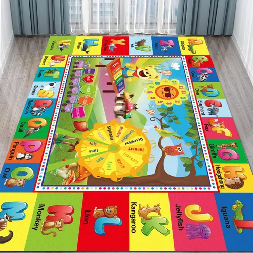 Miniatura 8 de Alfombra ABC, alfombra para niños para sala de juegos, alfombra de juego para piso de aula para niños, alfombras preescolares con ABC, números